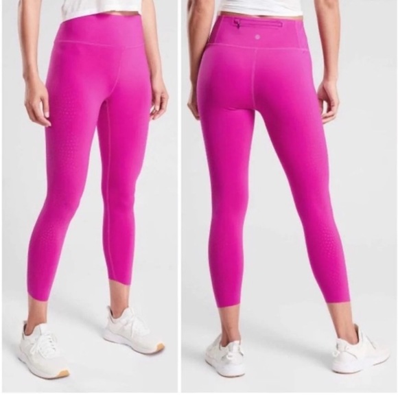 Athleta Pants - ATHLETA Velocity Laser Cut Capri fuchsia